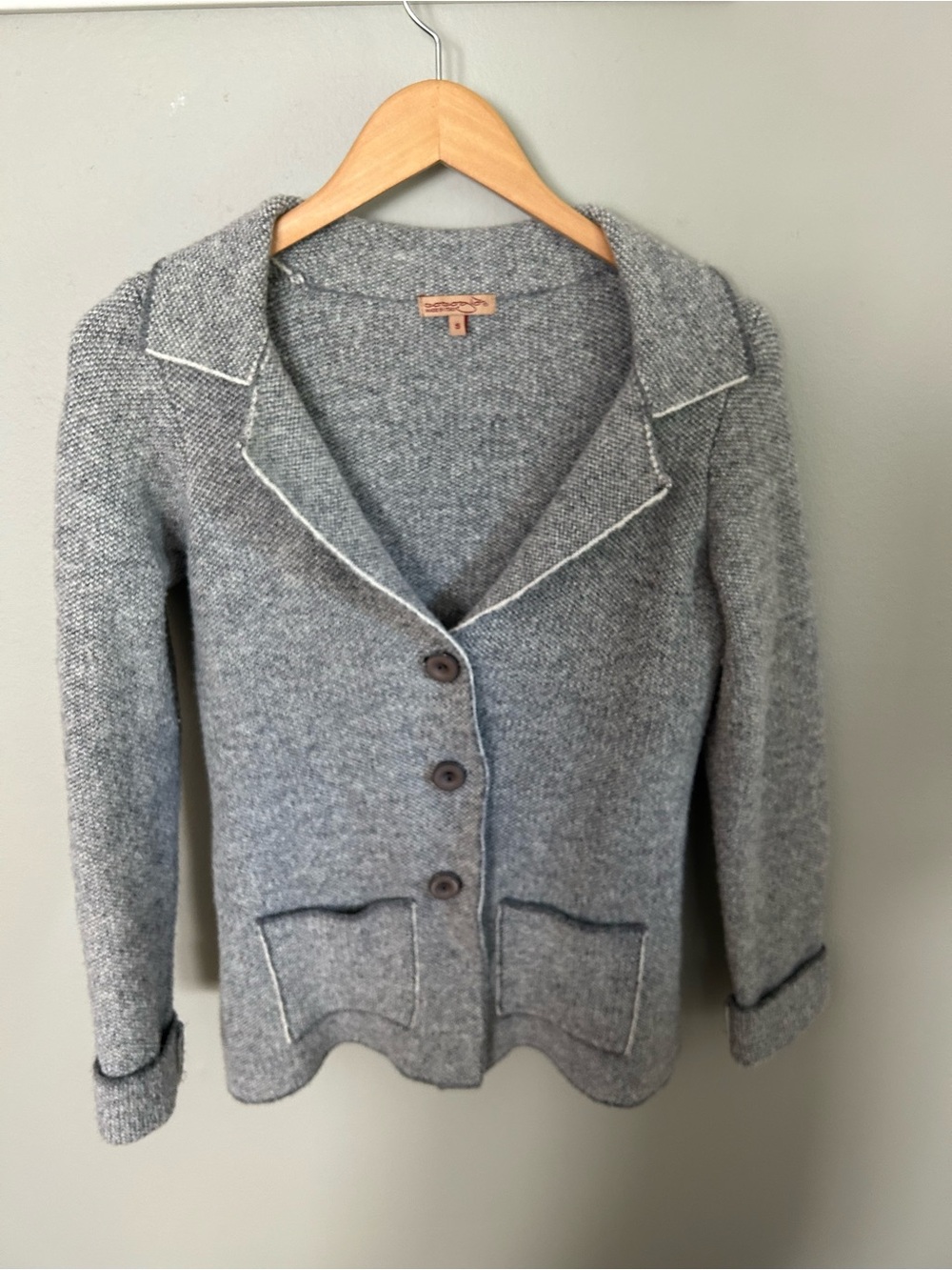 Women's Small Grey Knit Button-Front Sweater Cocogio